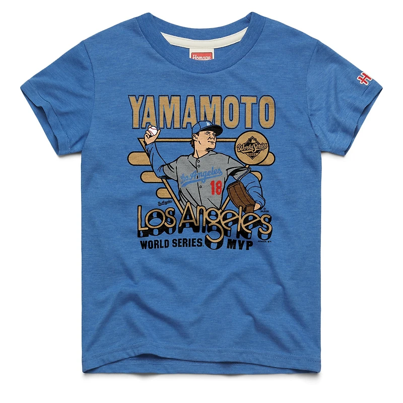 Youth Homage Yoshinobu Yamamoto Royal Los Angeles Dodgers Player Graphic Tri-Blend T-Shirt