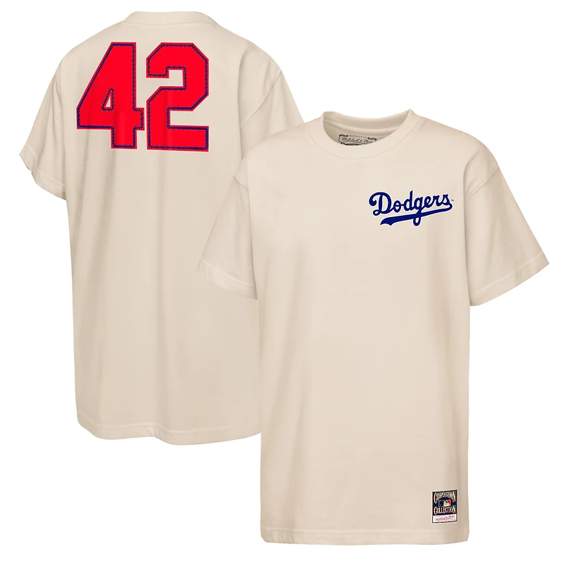 T-shirt Mitchell & Ness Jackie Robinson naturel Los Angeles Dodgers 42 pour tous jeunes