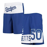 Short avec nom et numéro Mookie Betts Royal Los Angeles Dodgers Pandemonium pour jeune