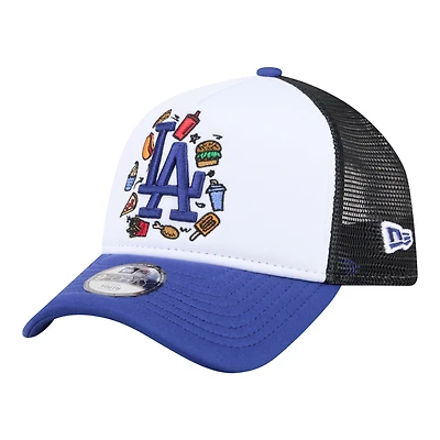 Youth New Era White/Royal Los Angeles Dodgers Food A-Frame 9FORTY Trucker Adjustable Hat