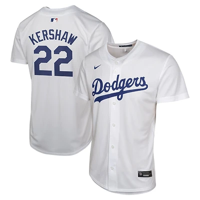 Maillot Nike Clayton Kershaw pour jeune joueur à domicile des Dodgers de Los Angeles, blanc