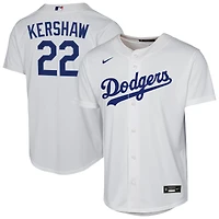 Maillot de joueur Nike Clayton Kershaw blanc Los Angeles Dodgers Home Replica 2.0 pour jeune