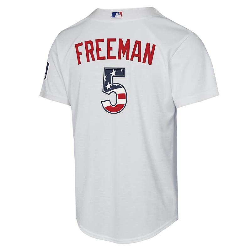 Youth Nike Freddie Freeman White Los Angeles Dodgers USA 250 Fourth of July Home Replica Jersey