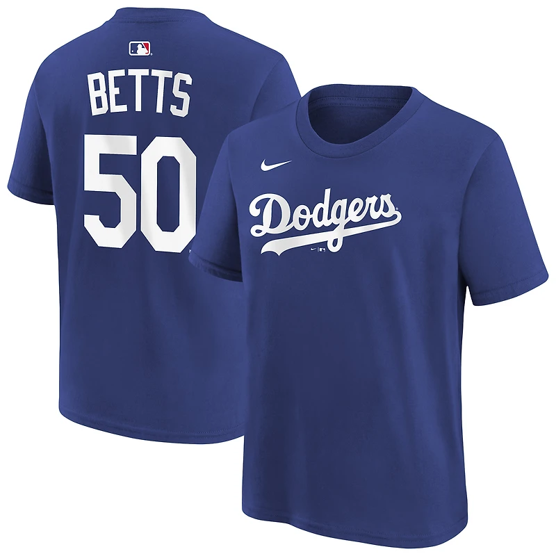T-shirt Nike pour enfant Mookie Betts Royal Los Angeles Dodgers avec nom et numéro