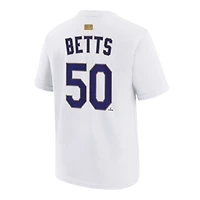 Youth Nike Mookie Betts White Los Angeles Dodgers 2026 Gold Collection Name & Number T-Shirt