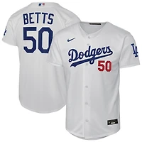 Maillot domicile Nike Mookie Betts blanc pour enfant des Dodgers de Los Angeles
