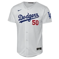 Maillot domicile Nike Mookie Betts blanc pour enfant des Dodgers de Los Angeles