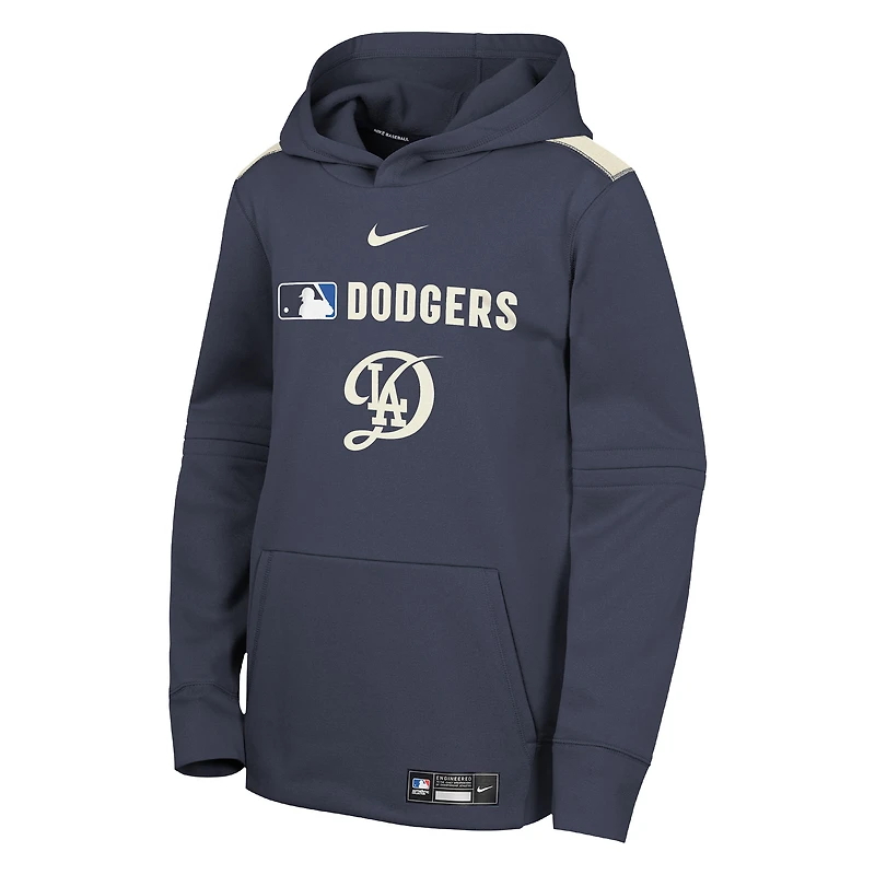 Youth Nike Navy Los Angeles Dodgers City Connect Authentic Collection Performance Pullover Hoodie