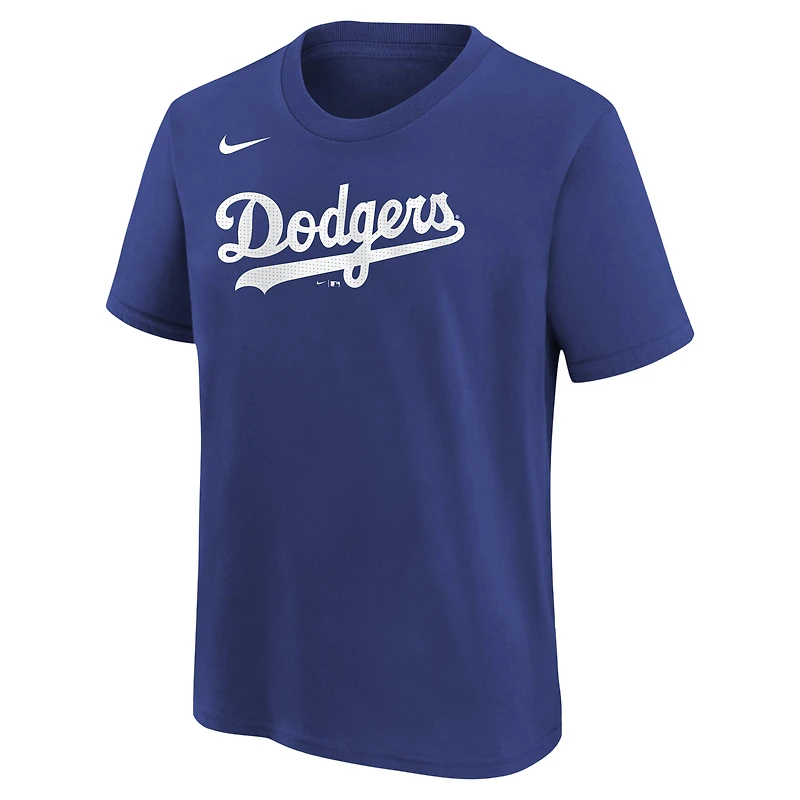 T-shirt Nike Royal Los Angeles Dodgers Fuse avec nom et numéro pour jeune