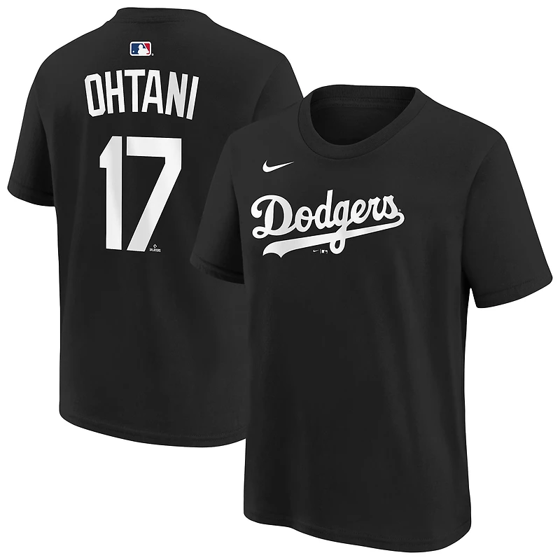 T-shirt Nike Shohei Ohtani noir pour enfant, Los Angeles Dodgers, avec nom et numéro