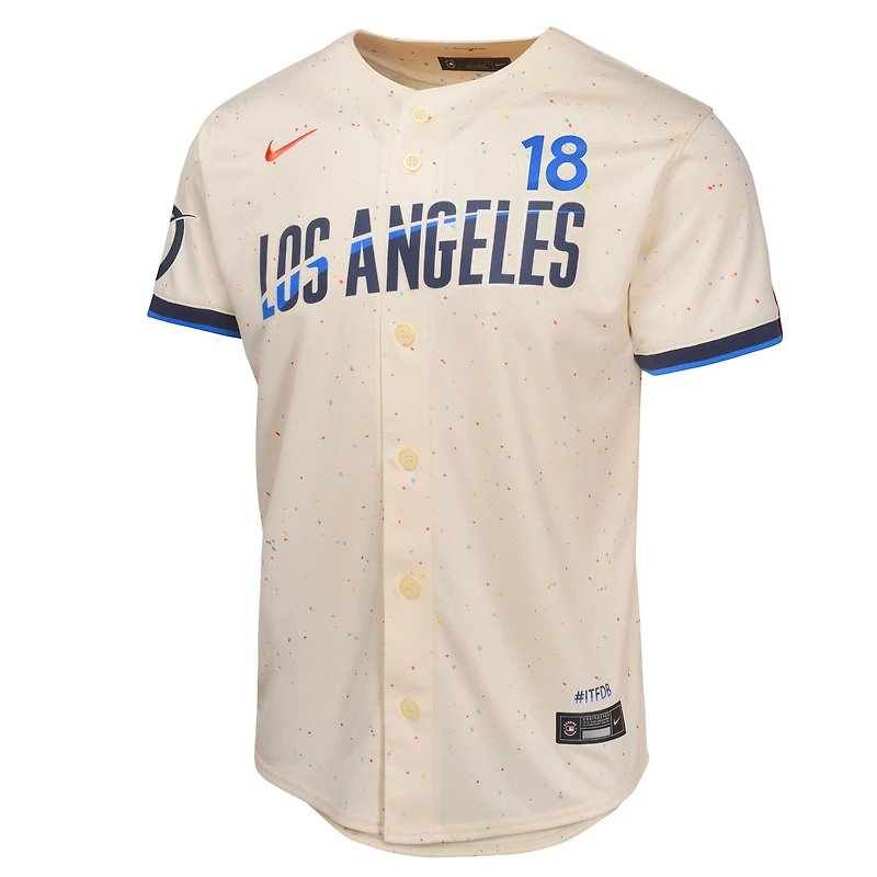 Maillot de joueur Nike Yoshinobu Yamamoto crème Los Angeles Dodgers 2024 City Connect Limited pour jeune