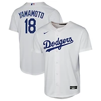 Youth Nike Yoshinobu Yamamoto White Los Angeles Dodgers Baseline Jersey