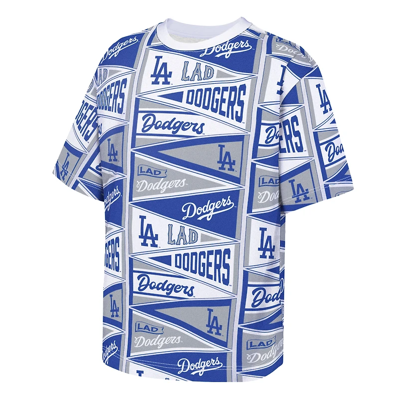 Youth Outerstuff Blue Los Angeles Dodgers All-Over Pennant T-Shirt
