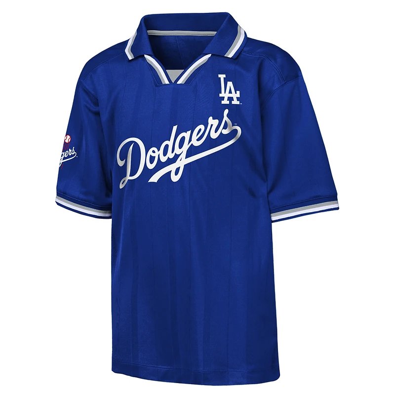 Youth Outerstuff Blue Los Angeles Dodgers Y2 Tech Stadium Fashion Collar T-Shirt