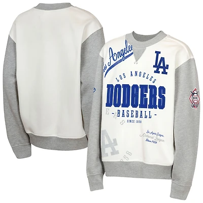 Sweat-shirt en polaire Youth Outerstuff crème/gris Los Angeles Dodgers Big League Power Hit