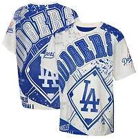 Youth Outerstuff Cream Los Angeles Dodgers Big League Top Player Bold All-Over-Print T-Shirt