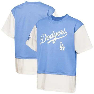 T-shirt Youth Outerstuff Royal/Crème Los Angeles Dodgers Ultimate Pastels Premium Double Run