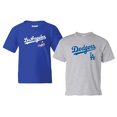 Youth Soft as a Grape Royal/Heather Gray Los Angeles Dodgers Cooperstown 2-Pack T-Shirt Set
