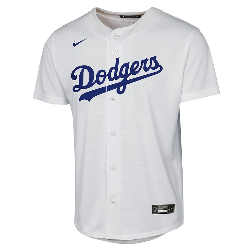 Maillot réplique à domicile des Dodgers de Los Angeles blanc pour jeunes
