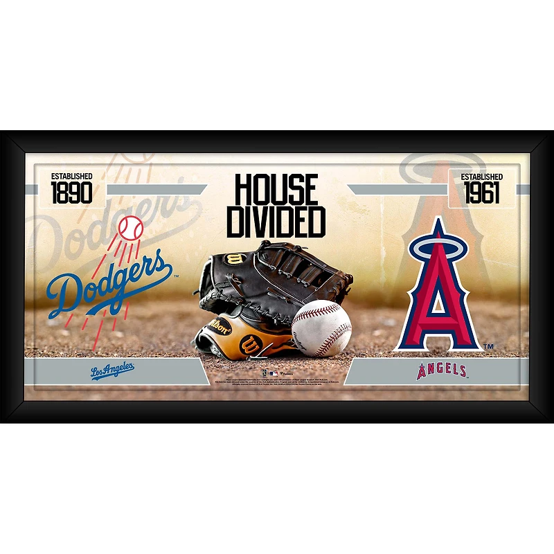 Collage de baseball encadré 10" x 20" des Dodgers de Los Angeles contre les Angels de Los Angeles