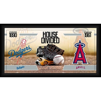 Collage de baseball encadré 10" x 20" des Dodgers de Los Angeles contre les Angels de Los Angeles