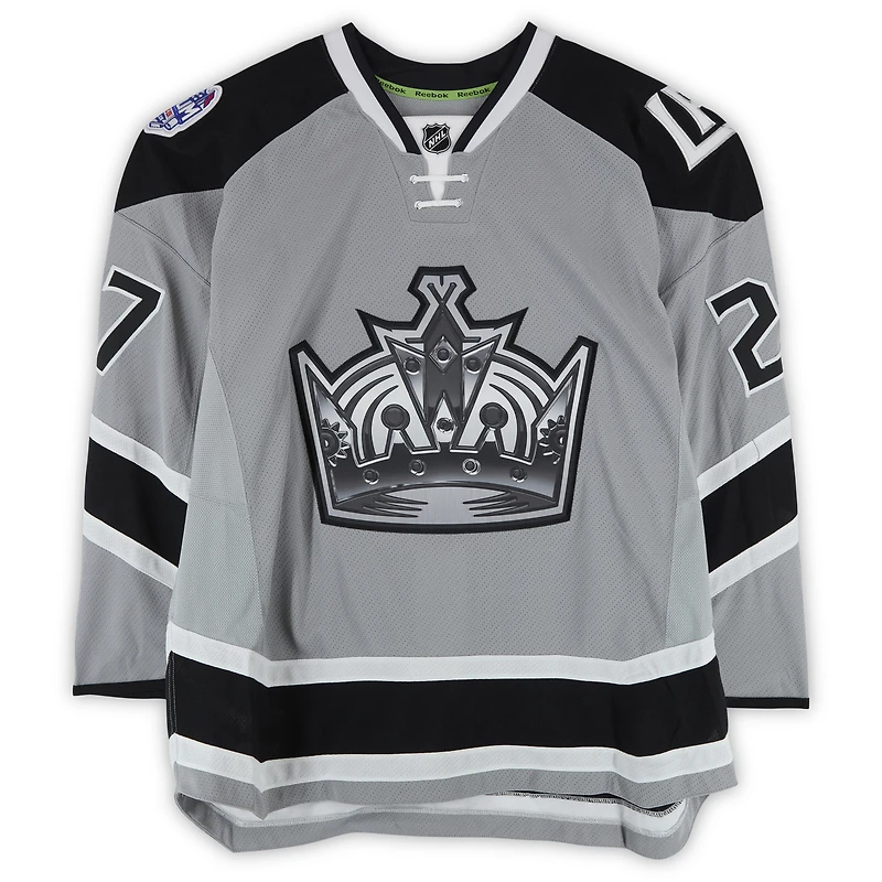 Alec Martinez Los Angeles Kings Practice-Used #27 Silver Reebok Jersey vs. Anaheim Ducks on January 25, 2014 - NHL Stadium Series - Worn During Warm-Ups