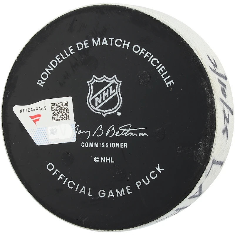 Alex Turcotte Los Angeles Kings Game-Used Goal Puck vs. Utah Mammoth on October 2, 2025