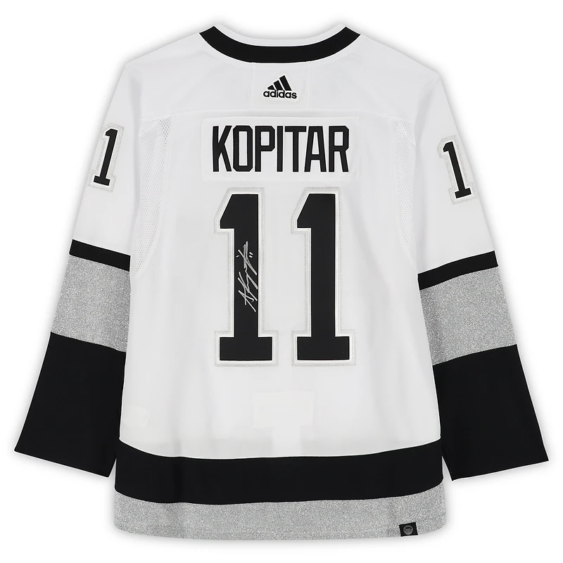 Maillot authentique adidas blanc dédicacé par Anze Kopitar des Los Angeles Kings