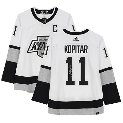 Maillot authentique adidas blanc dédicacé par Anze Kopitar des Los Angeles Kings