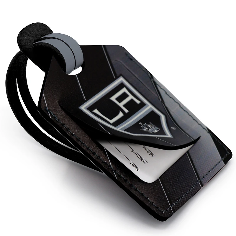 Étiquette de bagage en cuir personnalisée Los Angeles Kings noire