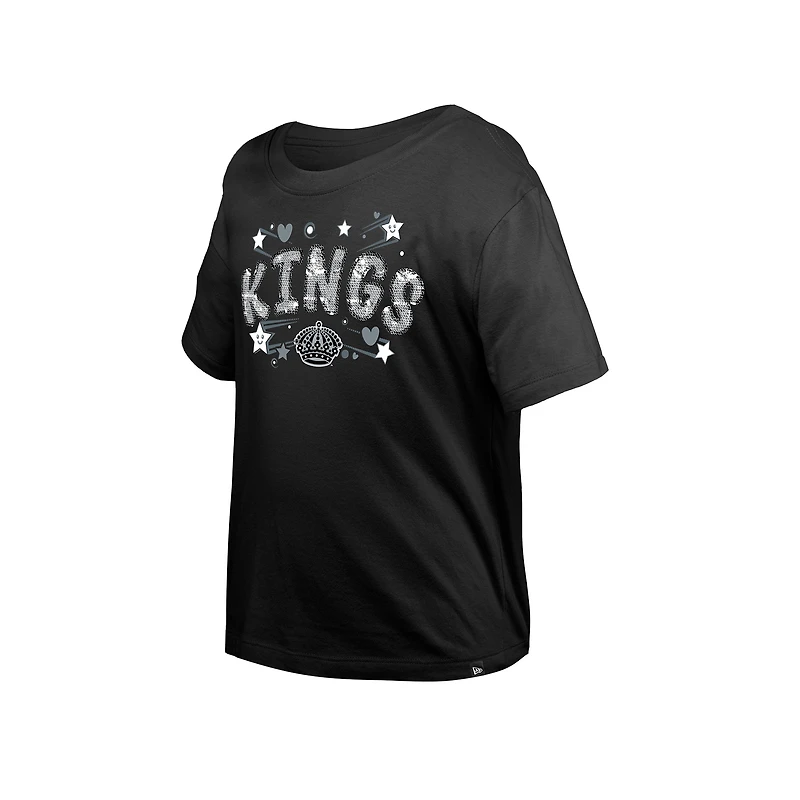 T-shirt à paillettes noir pour fille New Era Los Angeles Kings