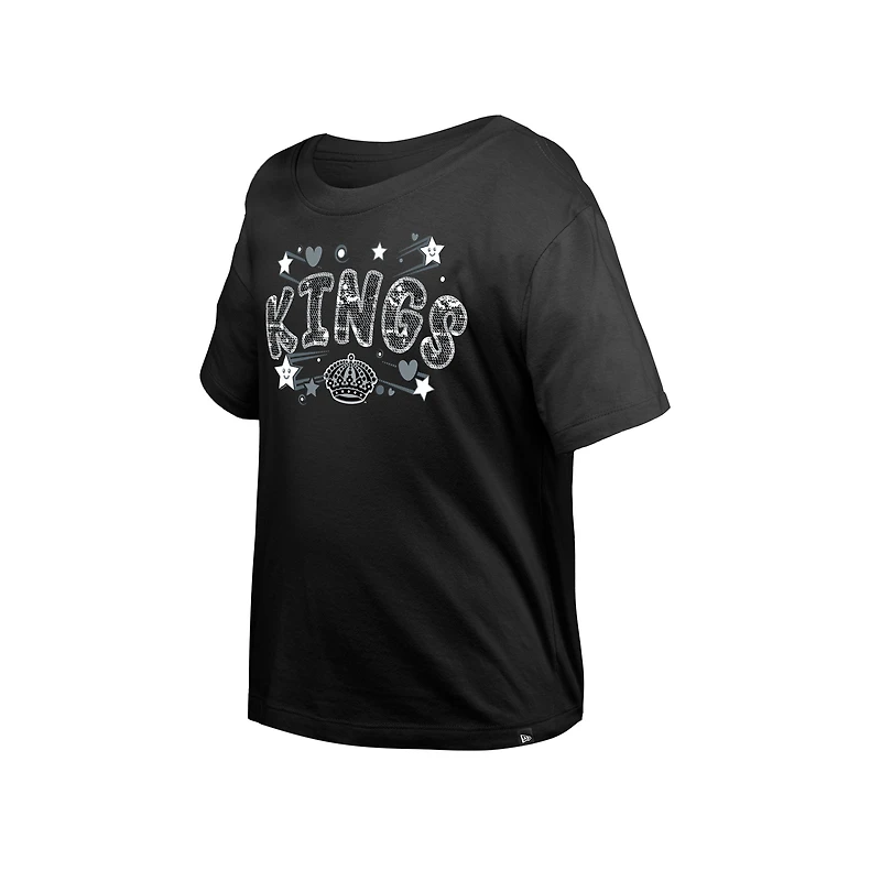 T-shirt à paillettes noir pour fille New Era Los Angeles Kings