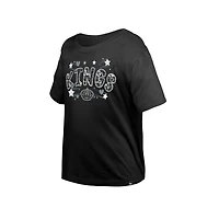 T-shirt à paillettes noir pour fille New Era Los Angeles Kings