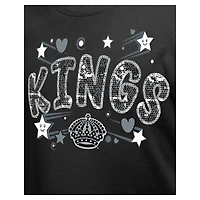 Girl's Youth New Era  Black Los Angeles Kings Flip Sequin T-Shirt