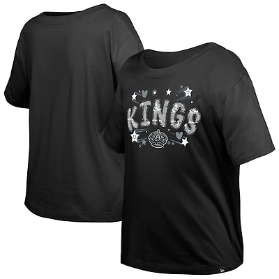 T-shirt à paillettes noir pour fille New Era Los Angeles Kings