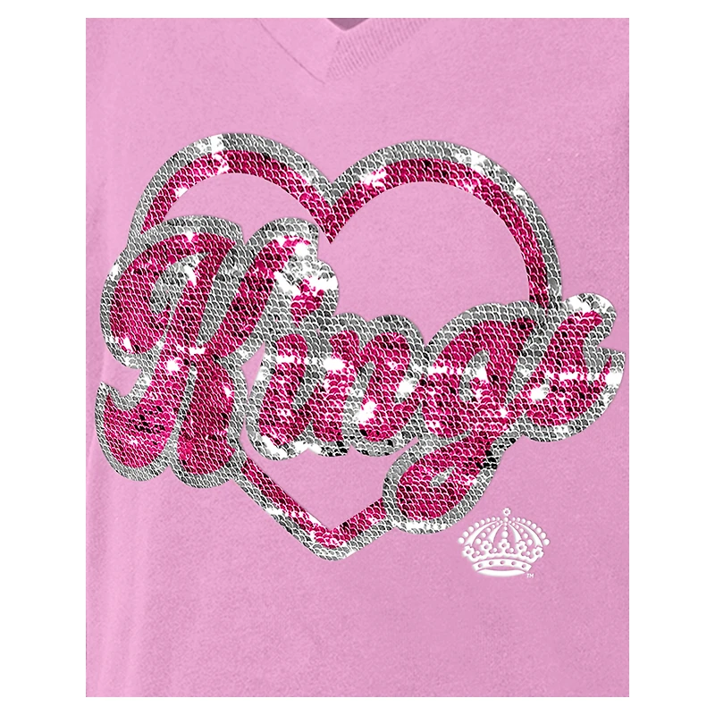 T-shirt à col en V sequins roses Los Angeles Kings de New Era pour fille