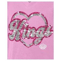 Girl's Youth New Era  Pink Los Angeles Kings Flip Sequin V-Neck T-Shirt