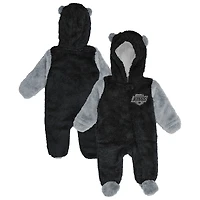 Grenouillère polaire à capuche et fermeture éclair intégrale pour nourrissons nouveau-nés, motif Los Angeles Kings, noir