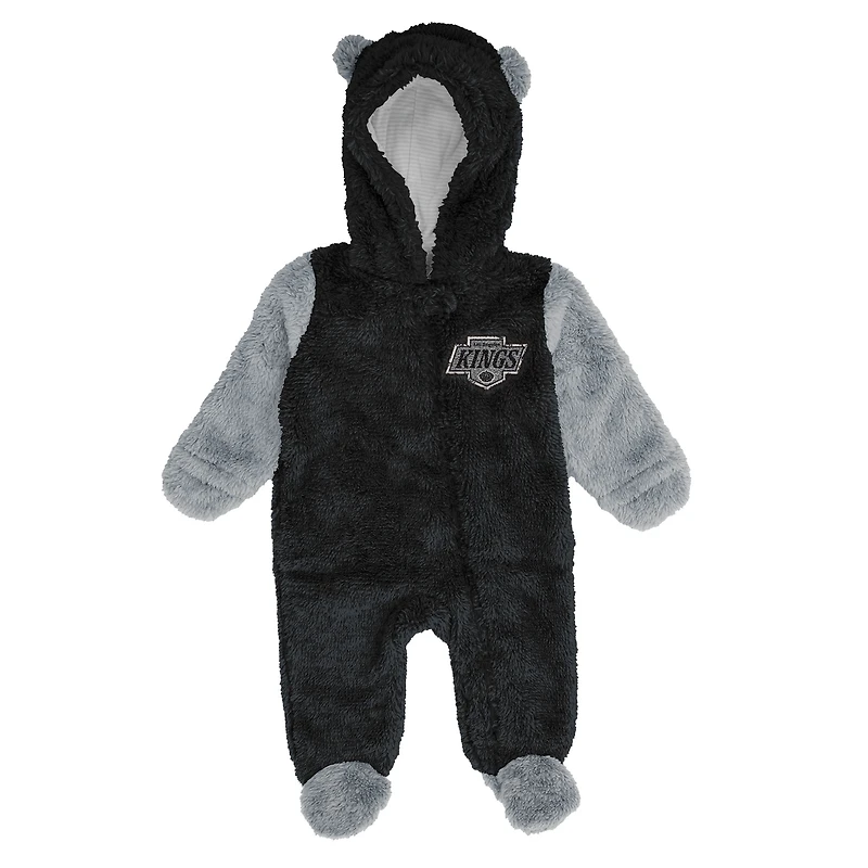 Infant & Newborn Outerstuff Black Los Angeles Kings Stay Napping Fleece Bunting Full-Zip Hooded Sleeper