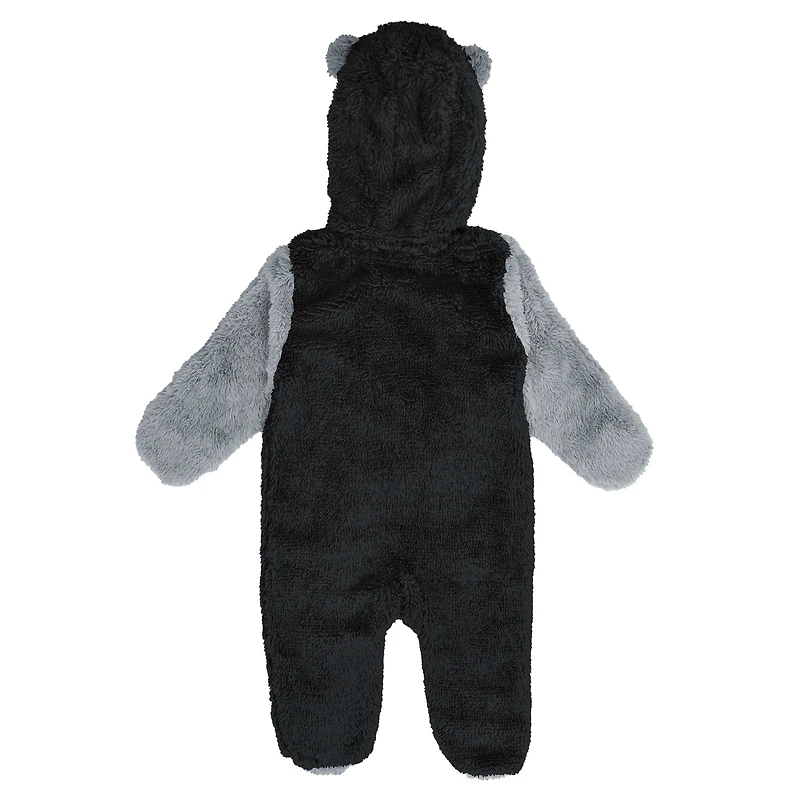 Grenouillère polaire à capuche et fermeture éclair intégrale pour nourrissons nouveau-nés, motif Los Angeles Kings, noir