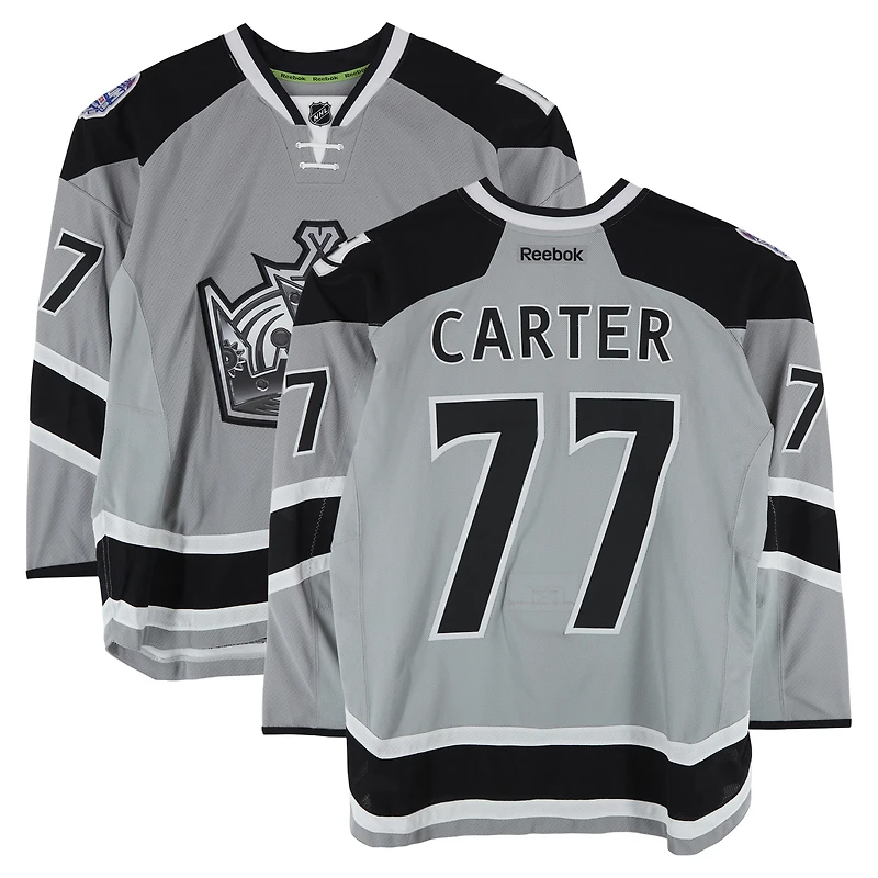 Jeff Carter Los Angeles Kings Practice-Used #77 Silver Reebok Jersey vs. Anaheim Ducks on January 25, 2014 - NHL Stadium Series - Worn During Warm-Ups