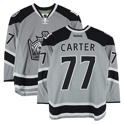 Jeff Carter Los Angeles Kings Practice-Used #77 Silver Reebok Jersey vs. Anaheim Ducks on January 25, 2014 - NHL Stadium Series - Worn During Warm-Ups