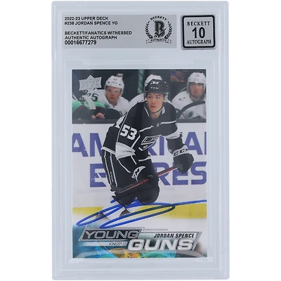 Carte de recrue autographiée 2022-23 Upper Deck Series 1 Youngs Guns #238 Beckett Fanatics Witnessed Authenticated 10 Rookie Card de Jordan Spence des Los Angeles Kings