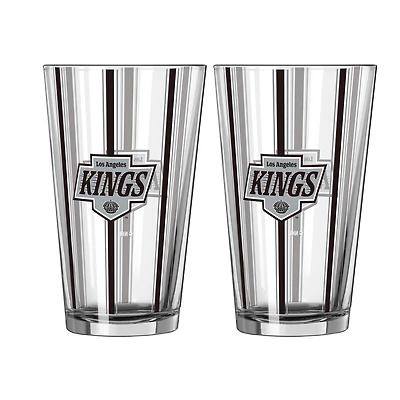 Ensemble de deux verres à bière rayés de 473 ml (16 oz) Logo Brands Los Angeles Kings