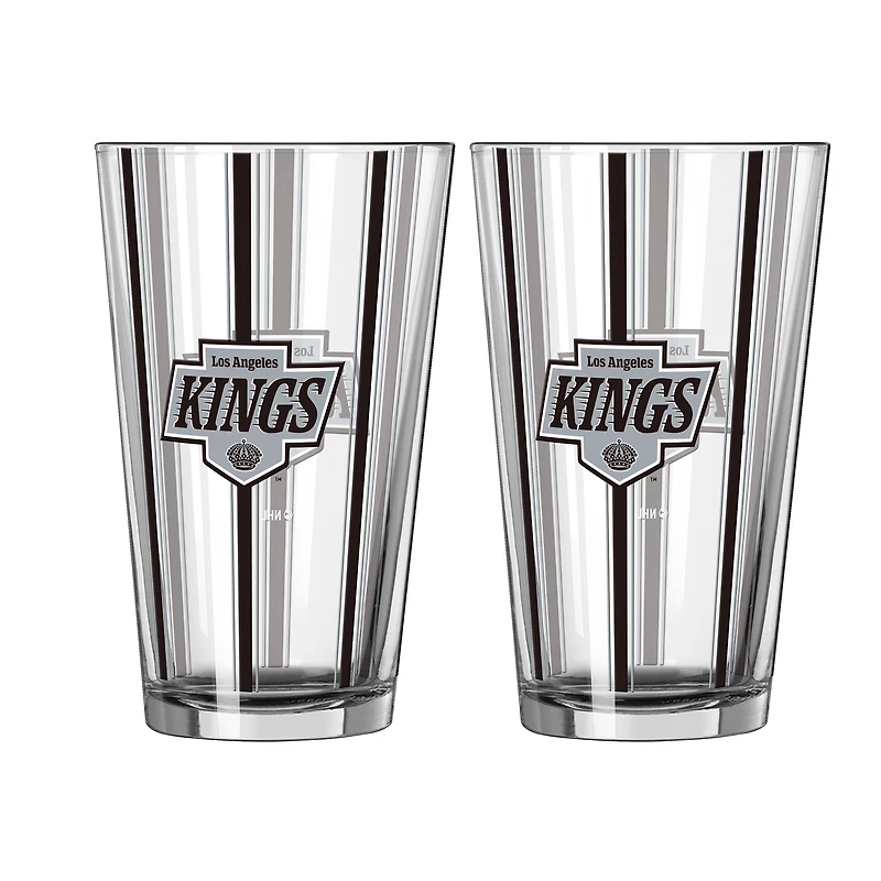 Ensemble de deux verres à bière rayés de 473 ml (16 oz) Logo Brands Los Angeles Kings