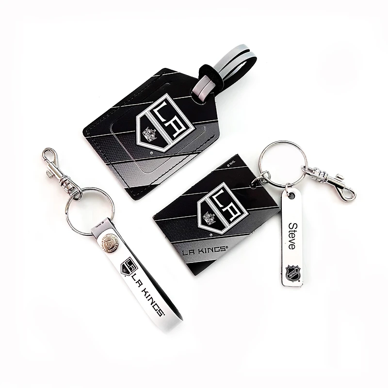 Los Angeles Kings - Coffret cadeau trois pièces en cuir avec étiquette personnalisée