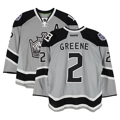 Matt Greene Los Angeles Kings Player-Issued #2 Gray Reebok Jersey vs. Anaheim Ducks on January 25, 2014 - NHL Stadium Series