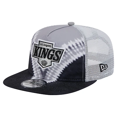Casquette de golf ajustable New Era noire/argentée Los Angeles Kings Throwback V-Dye pour homme