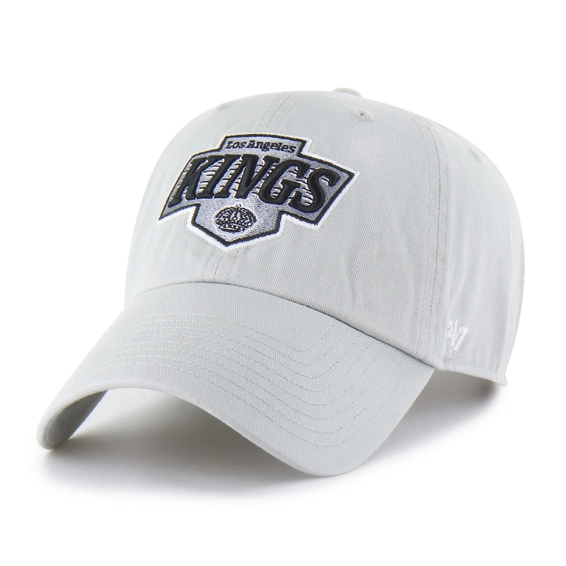 Men's '47  Gray Los Angeles Kings Core Logo Clean Up Adjustable Hat