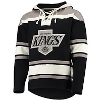 Men's '47 Luc Robitaille Black Los Angeles Kings Retired Player Name & Number Lacer Pullover Hoodie